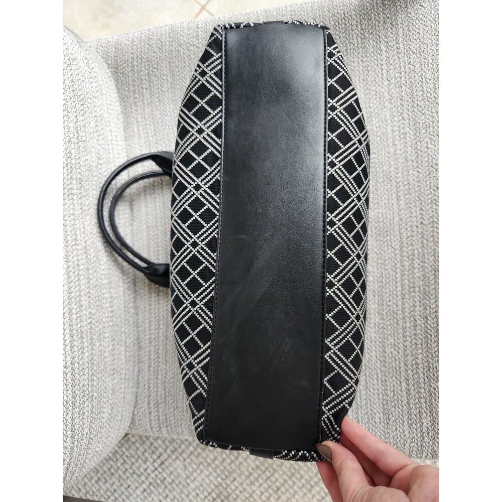 Love Moschino Black & White Knit Geometric Knit Fabric PU Tote Handbag Pre-owned - Picture 5 of 15